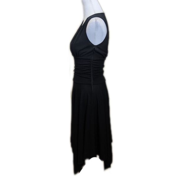 Cynthia Steffe black v-neck sleeveless midi dress with shark bite hem XS - Picture 2 of 8